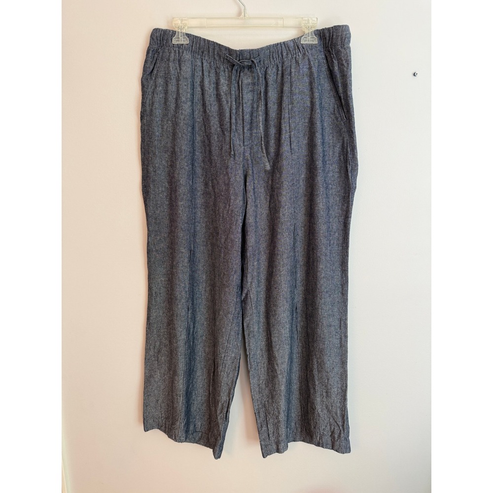 Gap Wide Leg Pants Women Large Chambray Drawstring